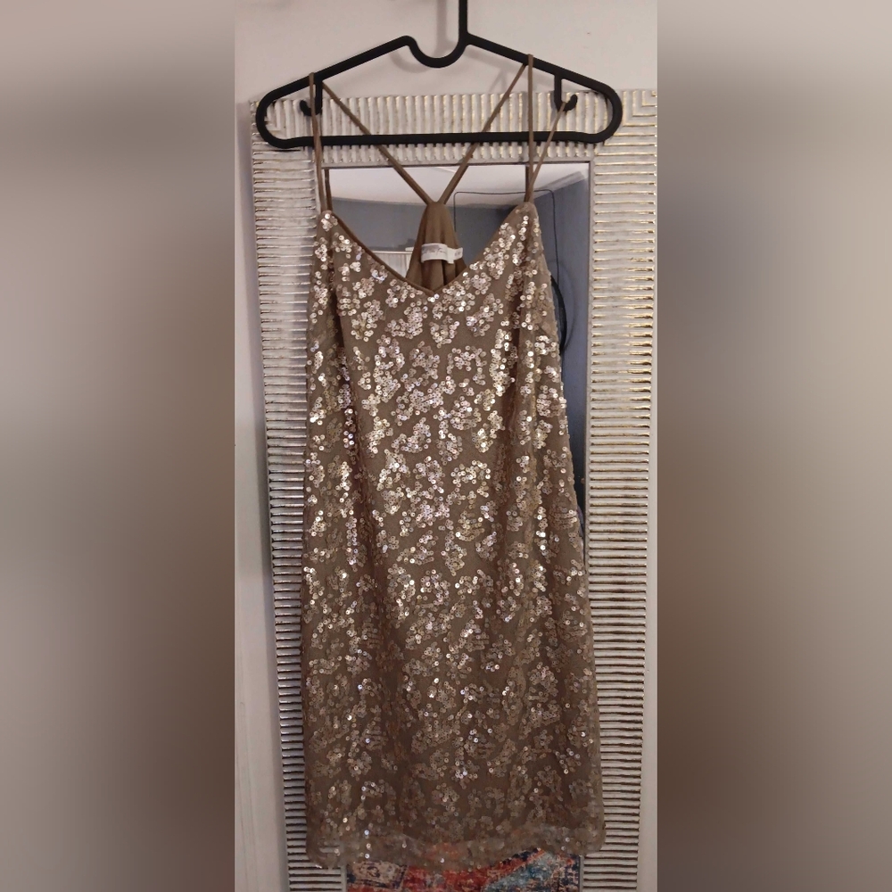 Elegant Sequin Mini Dress - Gold